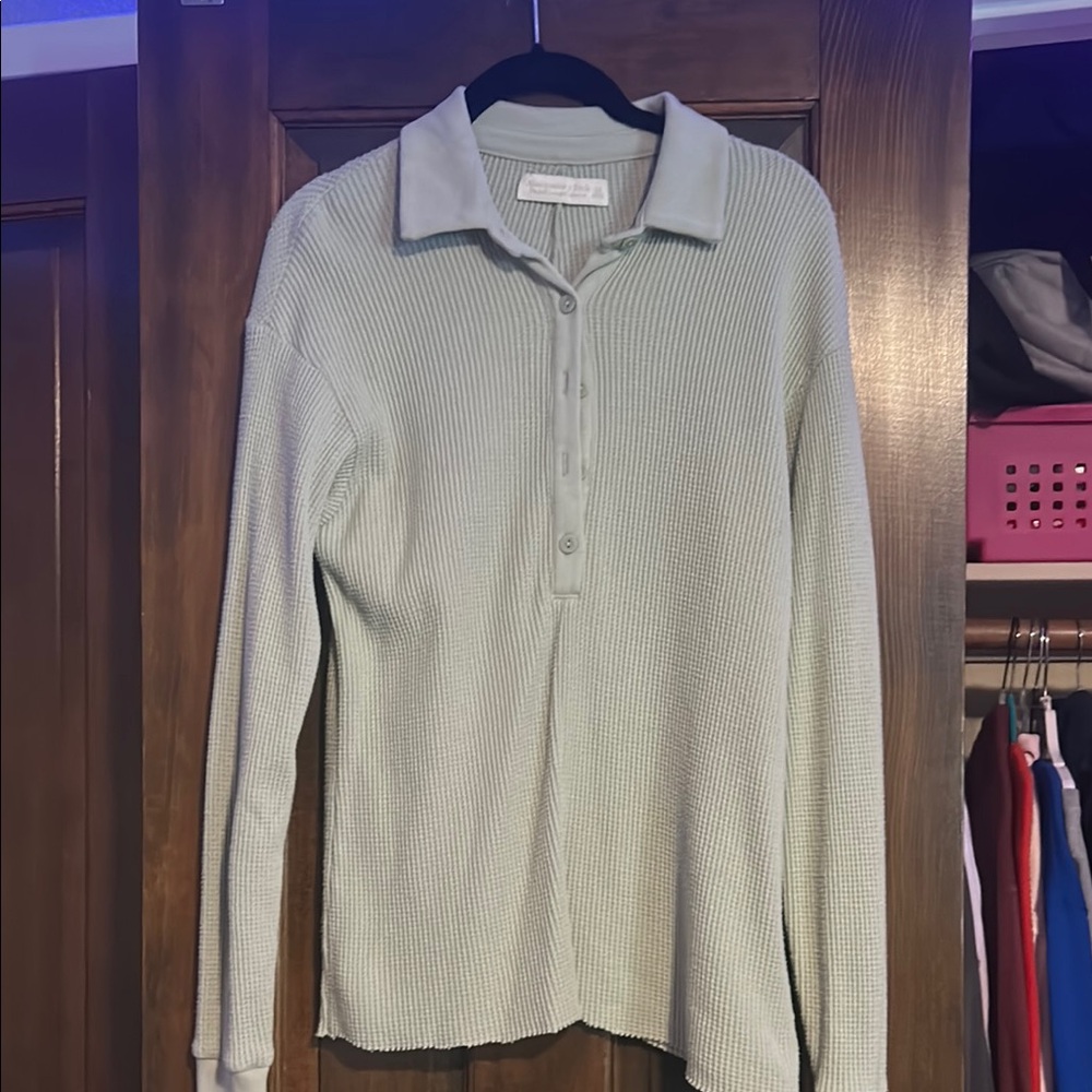 Abercrombie & Fitch Light Green Ribbed Polo Shirt
